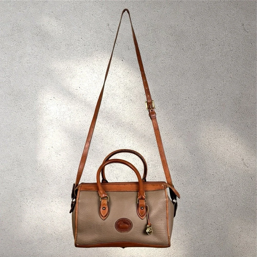 Vintage 80s Dooney &‎ Bourke All Weather Leather Boston Satchel Bag Made in US